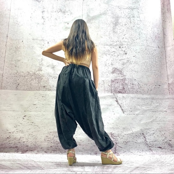 Handmade Stonewashed Ohm print Harem Pants - Picture 3 of 8